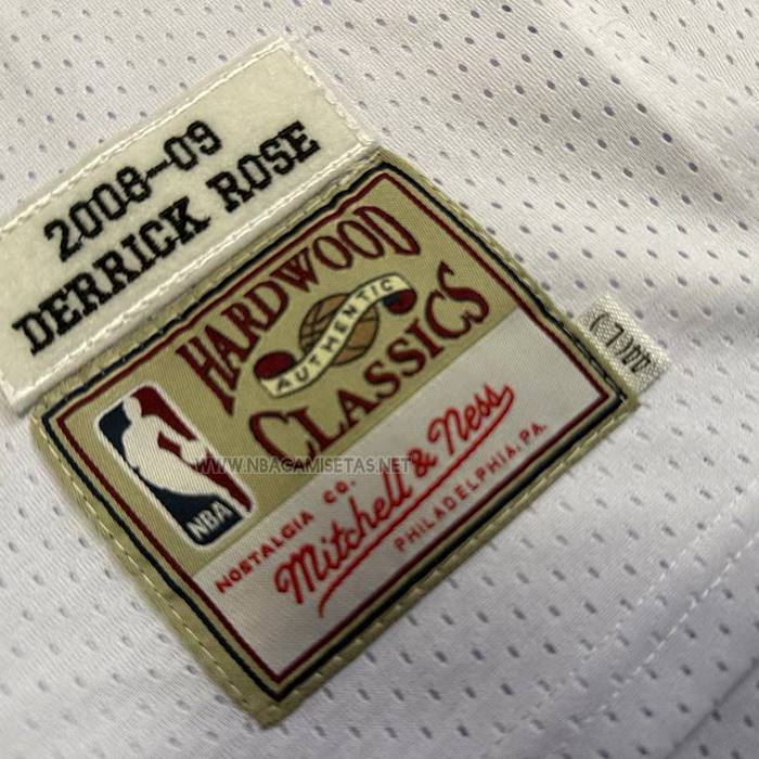 Camiseta Chicago Bulls Derrick Rose NO 1 Mitchell & Ness 2008-09 Blanco